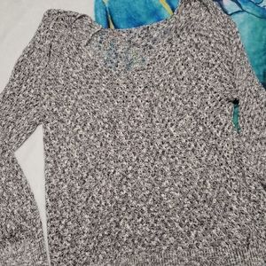 American Eagle Waffle-Knit Grey Sweater, XL